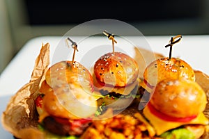 Mini burgers for a children's party or picnic.