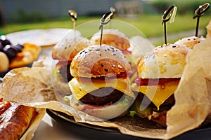 Mini burgers for a children's party or picnic.