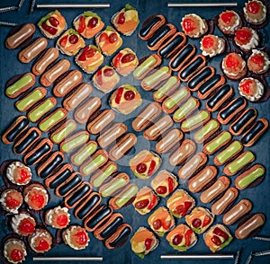 Mini Cakes  eclair candy bar food gourme table colorfull ornamental