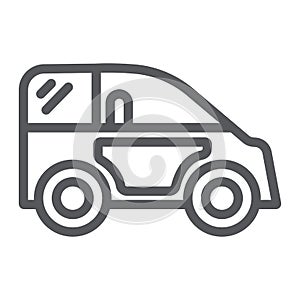 Mini car line icon, transport and automobile, auto sign, vector graphics, a linear pattern on a white background.