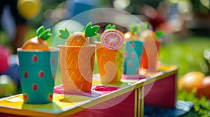 A mini carnival with games such as pin the fruit on the tree and a fruity version of a beanbag toss