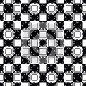 Mini check seamless repeat pattern with hexagons in next-level black and white