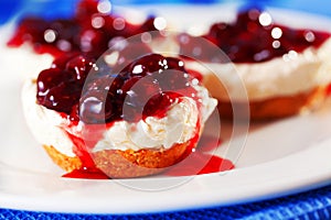 Mini cheese cakes with cranberries