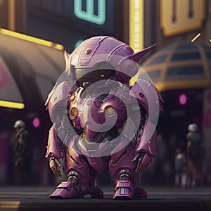 Mini Chibi Mecha Robot - Pink Armor