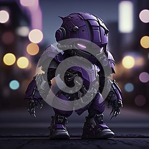 Mini Chibi Mecha Robot - Purple Myrmidon Armor