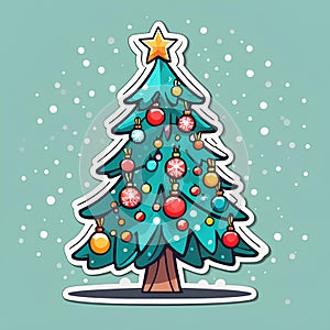 A mini-Christmas tree illustration for child drawing design.