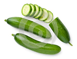 Mini Cucumbers Isolated On White Background photo