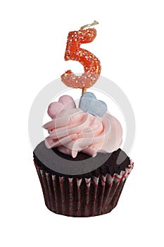 Mini cupcake with number five candle