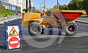 Mini dumper on roadwork