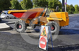 Mini dumper on roadwork