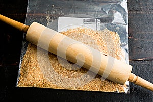 Making Graham Cracker Crumbs with a Rolling Pin photo