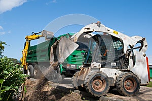 Mini excavator at construction site