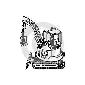Mini Excavator Dig Digger Machine Equipment - Construction Vehicle - Builder Building Build Fix Logo