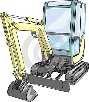 Mini excavator.Vector illustration