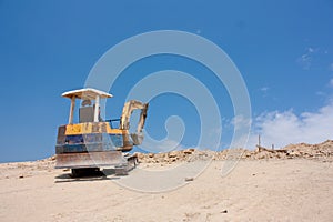 Mini excavator working