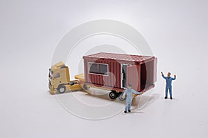 A mini figure with cago , the logistics theme photo