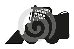 mini front loader silhouette. Heavy machinery for construction and mining