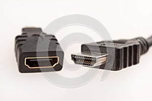 mini HDMI adapter and HDMI connector