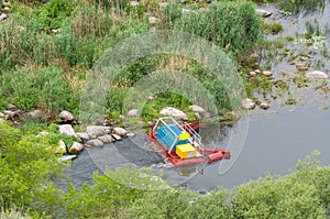 The mini hydroelectric power plant - ecologically clean source of renewable energy. Green energy.