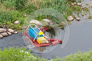 The mini hydroelectric power plant - ecologically clean source of renewable energy. Green energy.