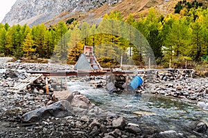 Mini hydroelectric power station in Aktru climber camp
