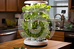 Mini hydroponic lettuce grower at home