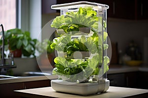 Mini hydroponic lettuce grower at home