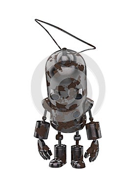 Mini iron robot in a white background