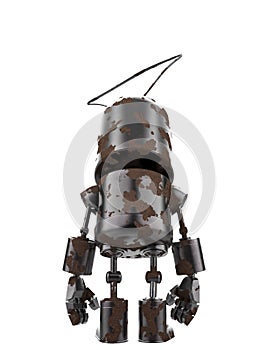 Mini iron robot in a white background