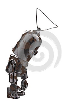 Mini iron robot in a white background