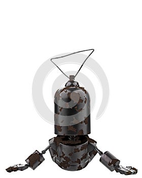 Mini iron robot in a white background