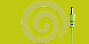 Mini Jack Plug on the yellow. 3D Render.