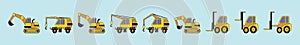 Mini loader flat style. Commercial Vehicles. Special equipment. Vector illustration isolated on blue background