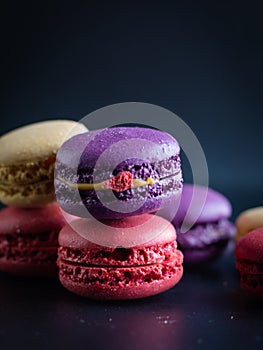 mini macaron different colour in a dark background