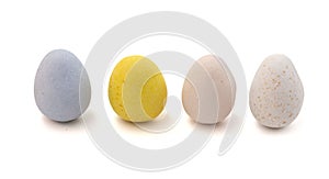 Mini Multicolored Candy Coated Chocolate Easter Eggs Isolated on a White Background