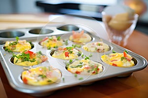 mini omelettes in muffin tin, out of the oven