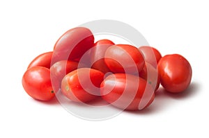 mini organic tomatoes roma on white background