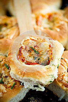 Mini pizzas baked stuffed with cheese