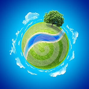 Mini planet concept green planet