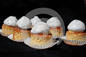 Mini quesillo with white meringue photo