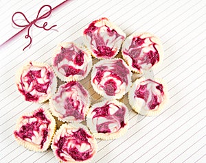 Mini raspberry cheesecakes in muffin forms