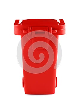 Mini red recycling bin isolated
