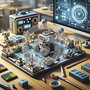 Mini robotics lab for kids, Ai created image