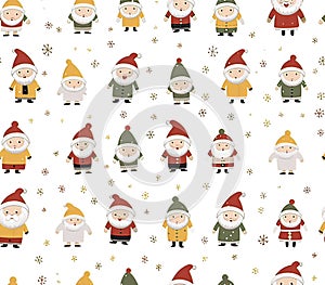 Mini Santa Clas and Merry Christmas Seamless Pattern, Generative IA