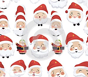 Mini Santa Clas and Merry Christmas Seamless Pattern, Generative IA