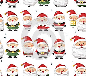 Mini Santa Clas and Merry Christmas Seamless Pattern, Generative IA