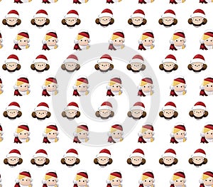 Mini Santa Clas and Merry Christmas Seamless Pattern, Generative IA