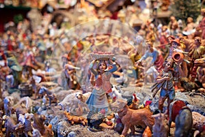 A mini sculptures in Christmas market Vienna, Austria.