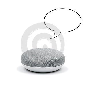 A Mini Smart Speaker with a speech bubble