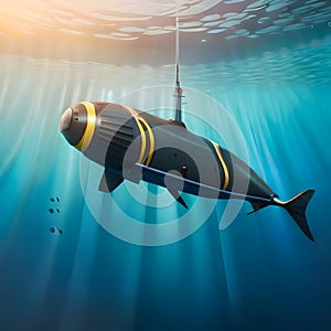 Mini submarine exploring the bottom - ai generated image